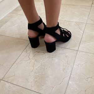 Black suede dress sandals with 3” heel - genuine leather- Antonio Melani - NWOB
